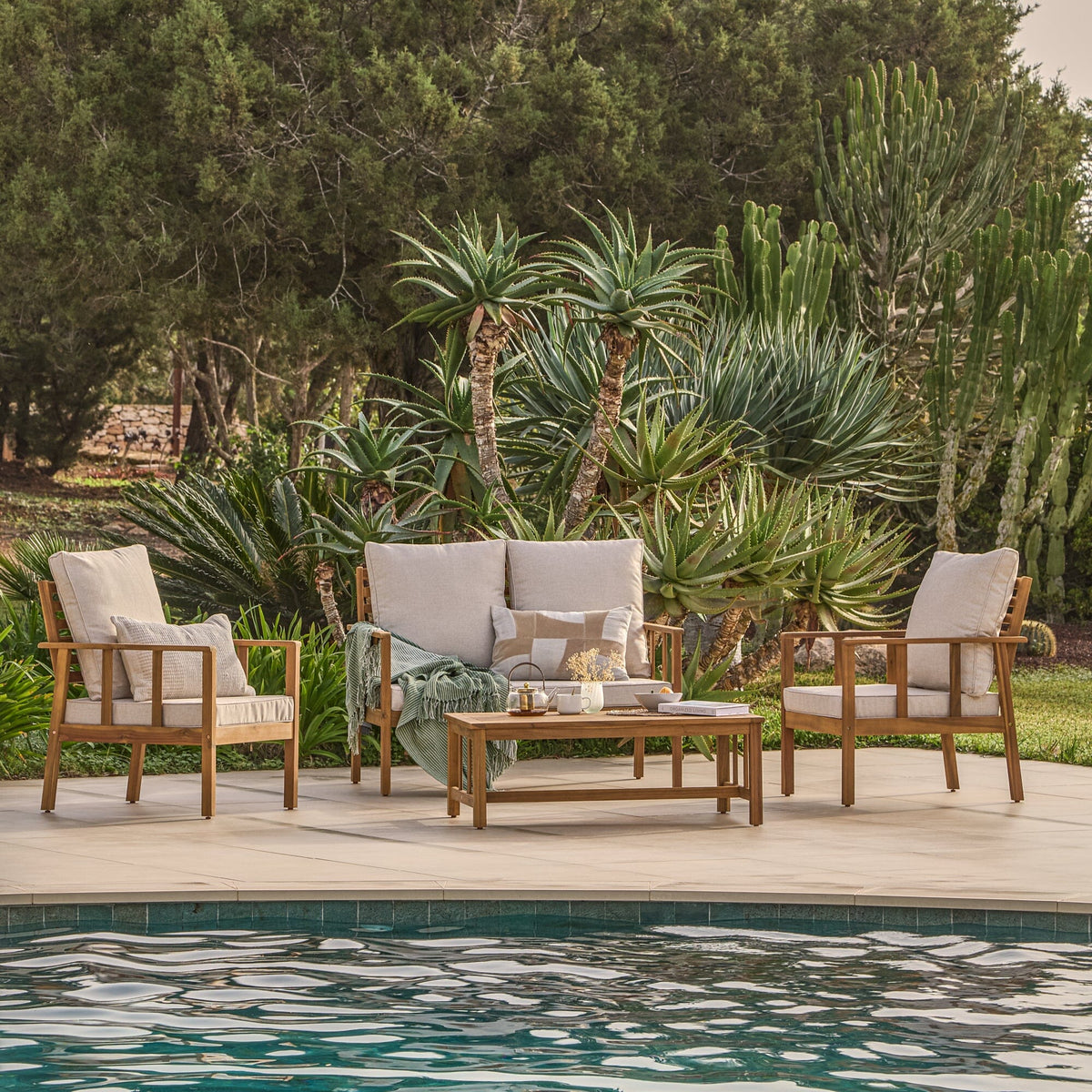 Harrelson Wooden Garden Sofa Set