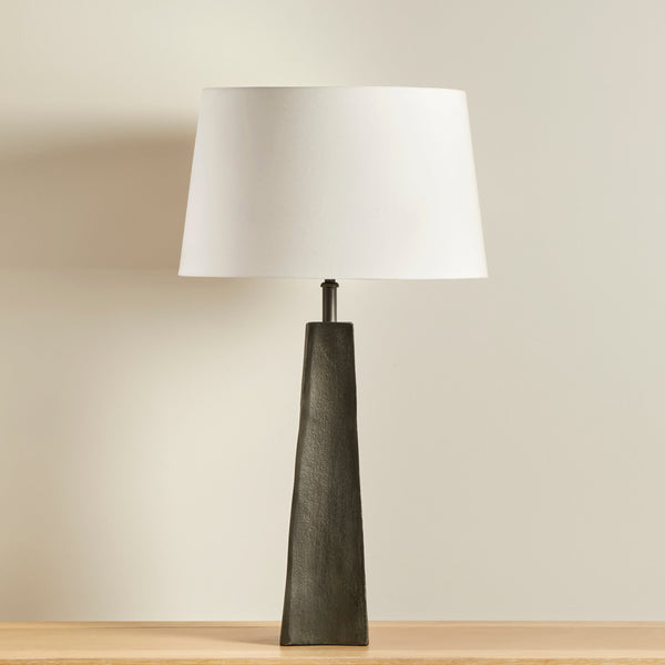 Helland Bronze Lamp with Snow White Shade - Laura James