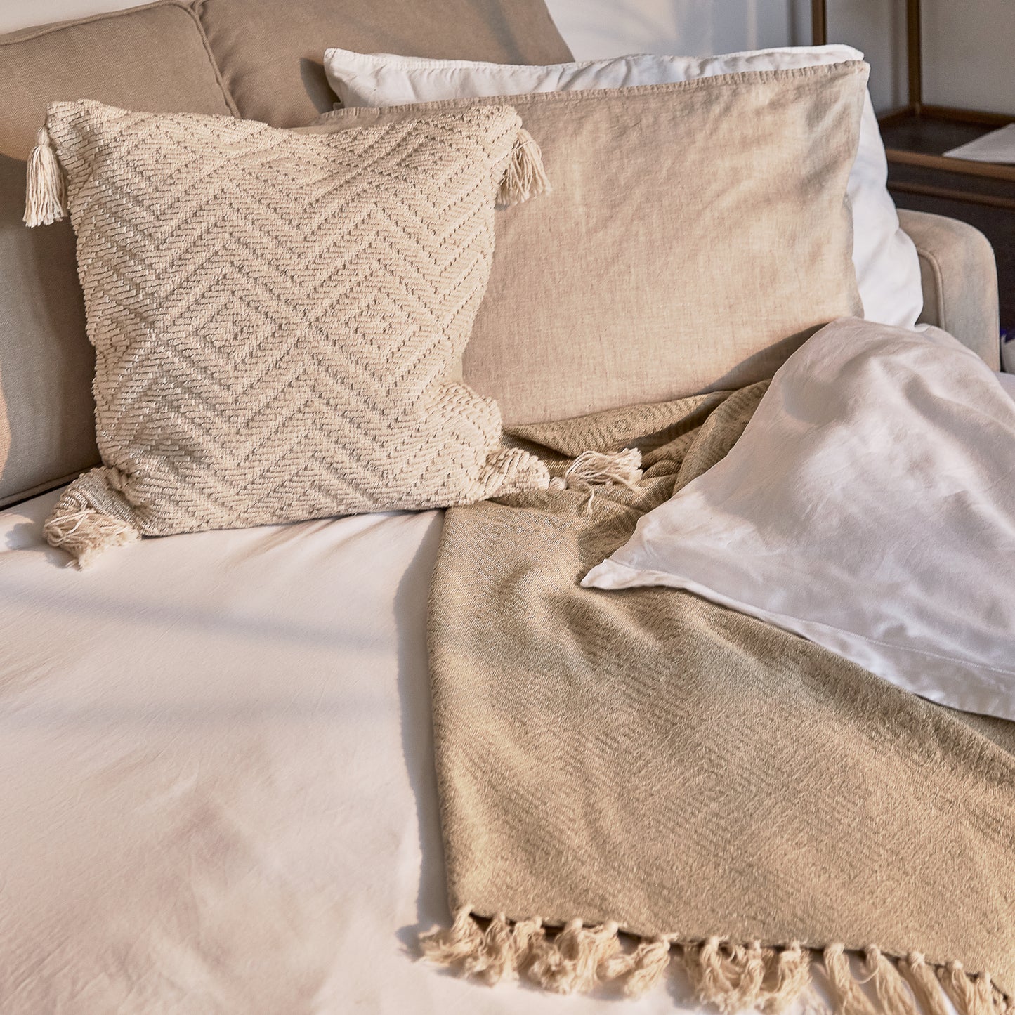 Hugo 3 Seater Sofa Bed - Warm Taupe - Laura James 