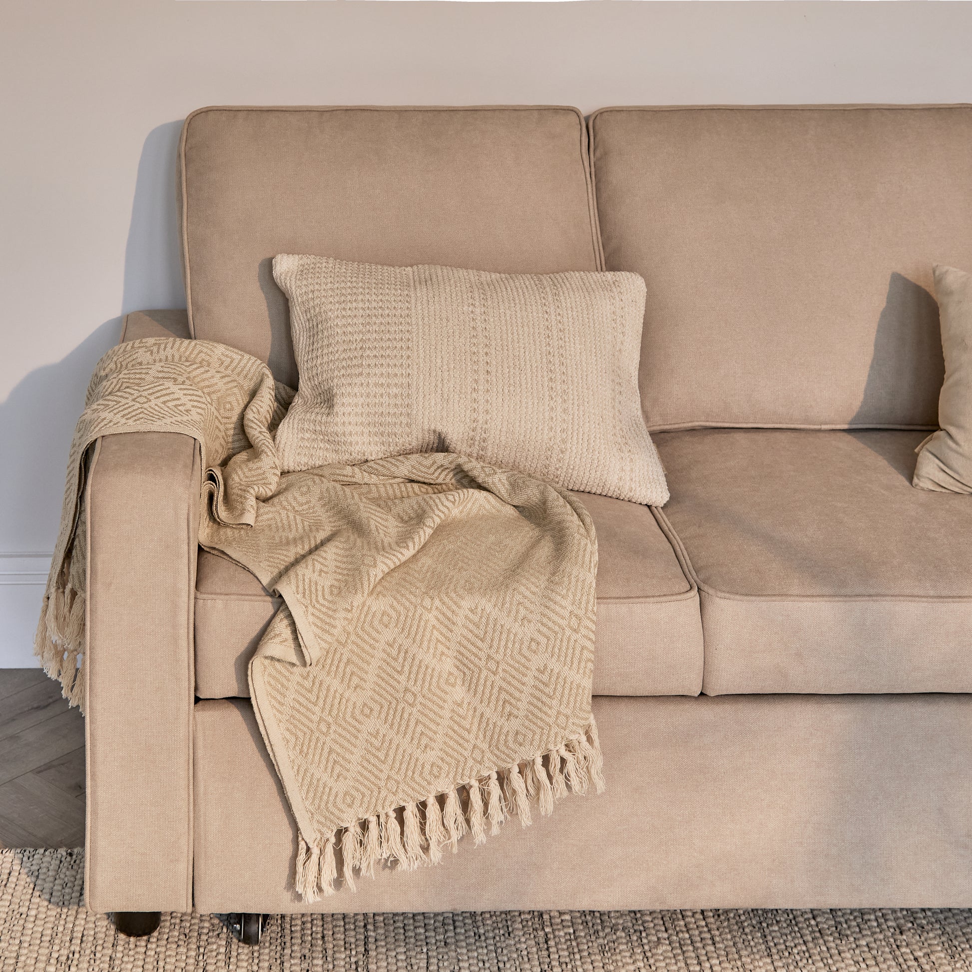 Hugo 3 Seater Sofa Bed - Warm Taupe - Laura James 