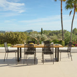 Hali 6 Seater Wooden Garden Dining Set with Ryder Black Chairs - 175cm - Laura James