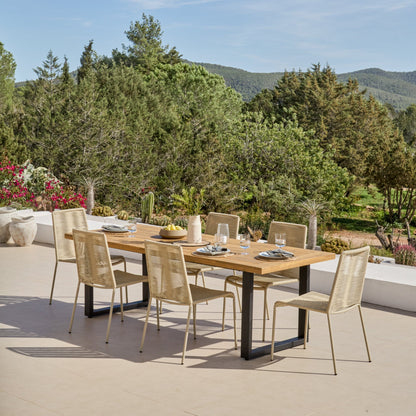 Hali 6 Seater Wooden Garden Dining Set with Ryder Clay Chairs - 175cm - Laura James
