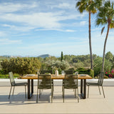 Hali 6 Seater Wooden Garden Dining Set with Ryder Khaki Chairs - 175cm - Laura James