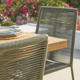 Hali 6 Seater Wooden Garden Dining Set with Ryder Khaki Chairs - 175cm - Laura James