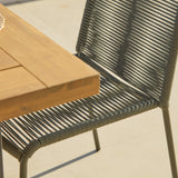 Hali 6 Seater Wooden Garden Dining Set with Ryder Khaki Chairs - 175cm - Laura James