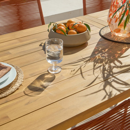 Hali 6 Seater Wooden Garden Dining Set with Ryder Burnt Orange Chairs - 175cm - Laura James