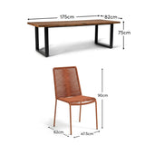 Hali 6 Seater Wooden Garden Dining Set with Ryder Burnt Orange Chairs - 175cm - Laura James