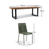 Hali 6 Seater Wooden Garden Dining Set with Ryder Khaki Chairs - 175cm - Laura James