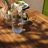 Hali 8 Seater Wooden Outdoor Dining Set with Hali Pink Chairs & Cream LED Premium Cantilever Parasol - 235cm