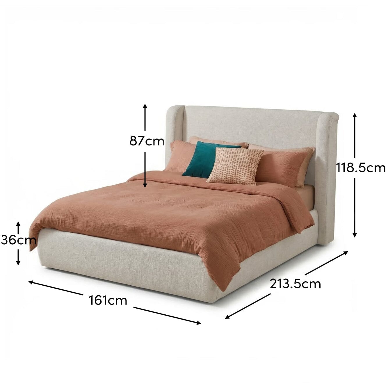 Hannah King Ottoman Bed - Oyster White - Laura James