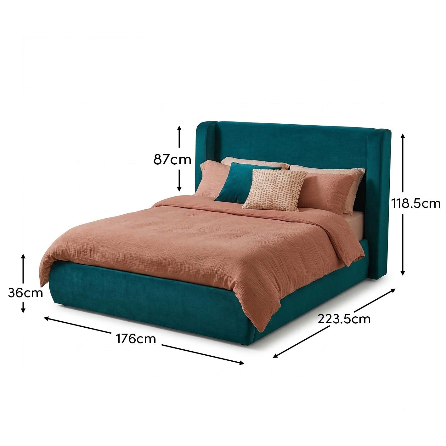 Hannah King Ottoman Bed - Deep Teal - Laura James