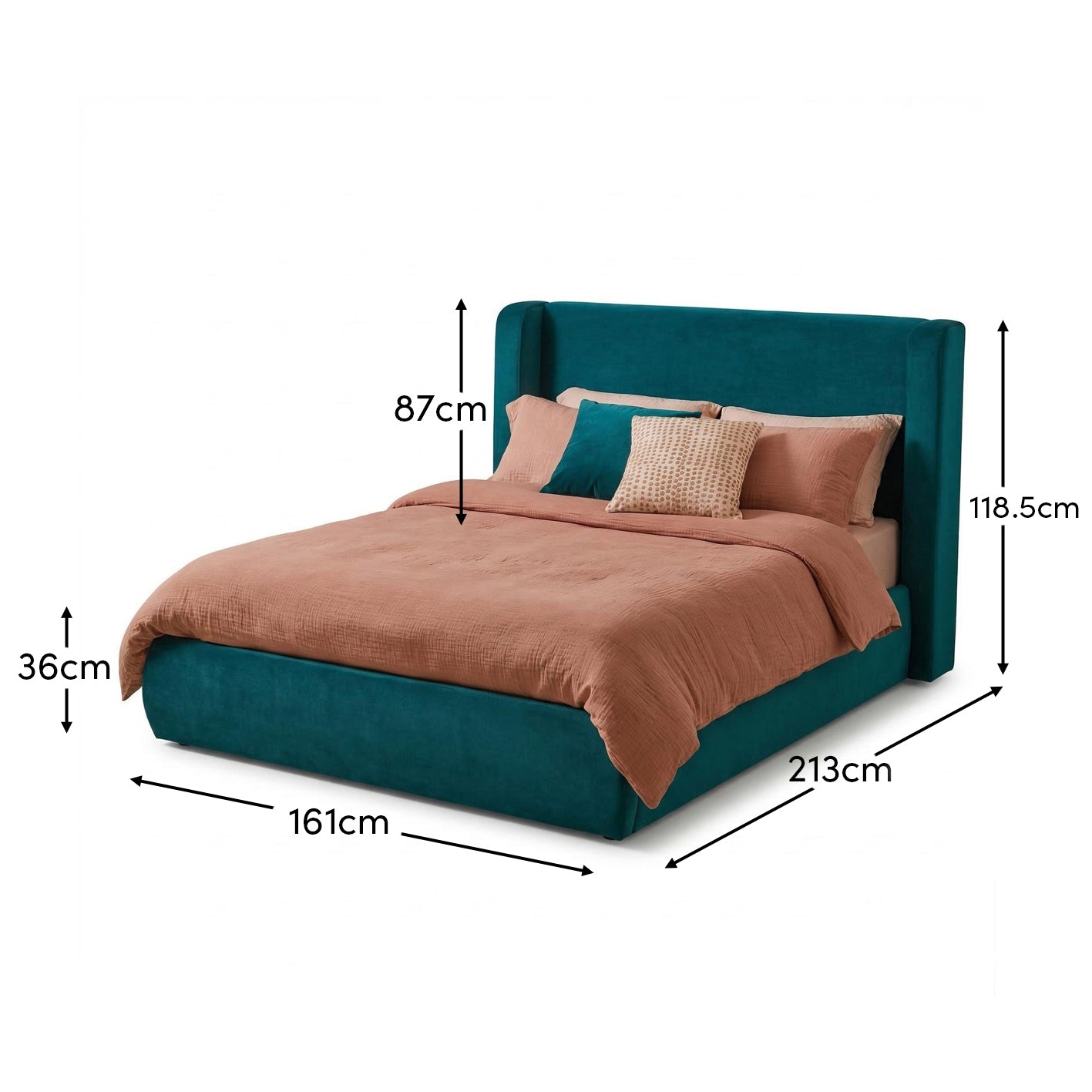 Hannah Double Ottoman Bed - Deep Teal - Laura James