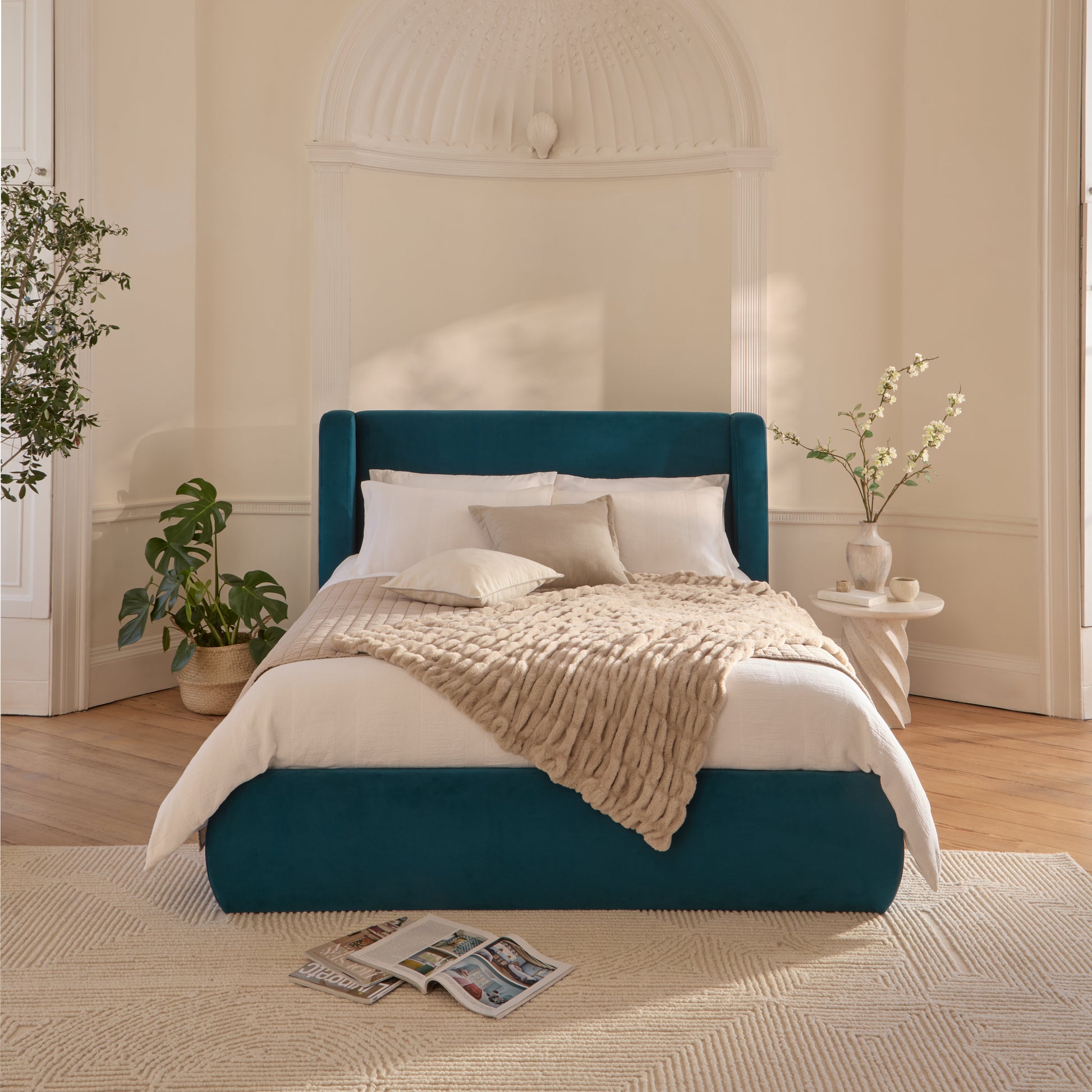 Hannah King Ottoman Bed - Deep Teal - Laura James