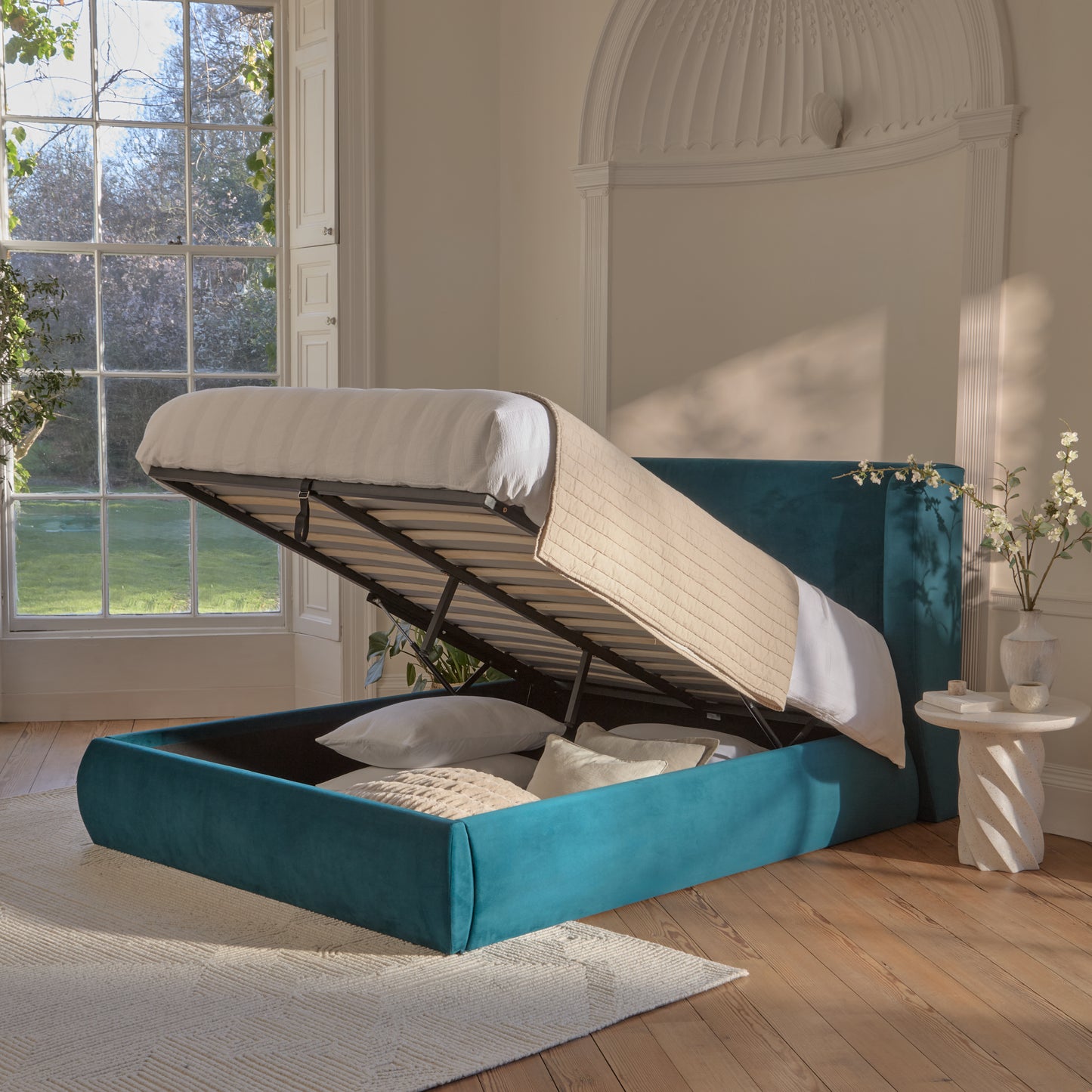 Hannah King Ottoman Bed - Deep Teal - Laura James