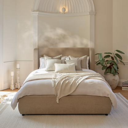 Hannah Double Ottoman Bed - Mink Taupe