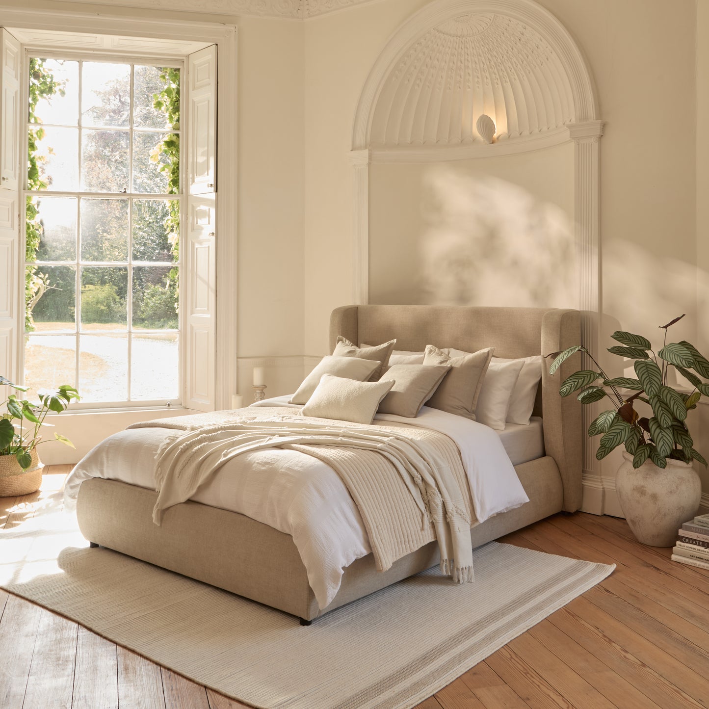 Hannah King Ottoman Bed - Mink Taupe - Laura James