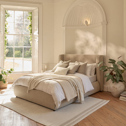 Hannah King Ottoman Bed - Mink Taupe - Laura James