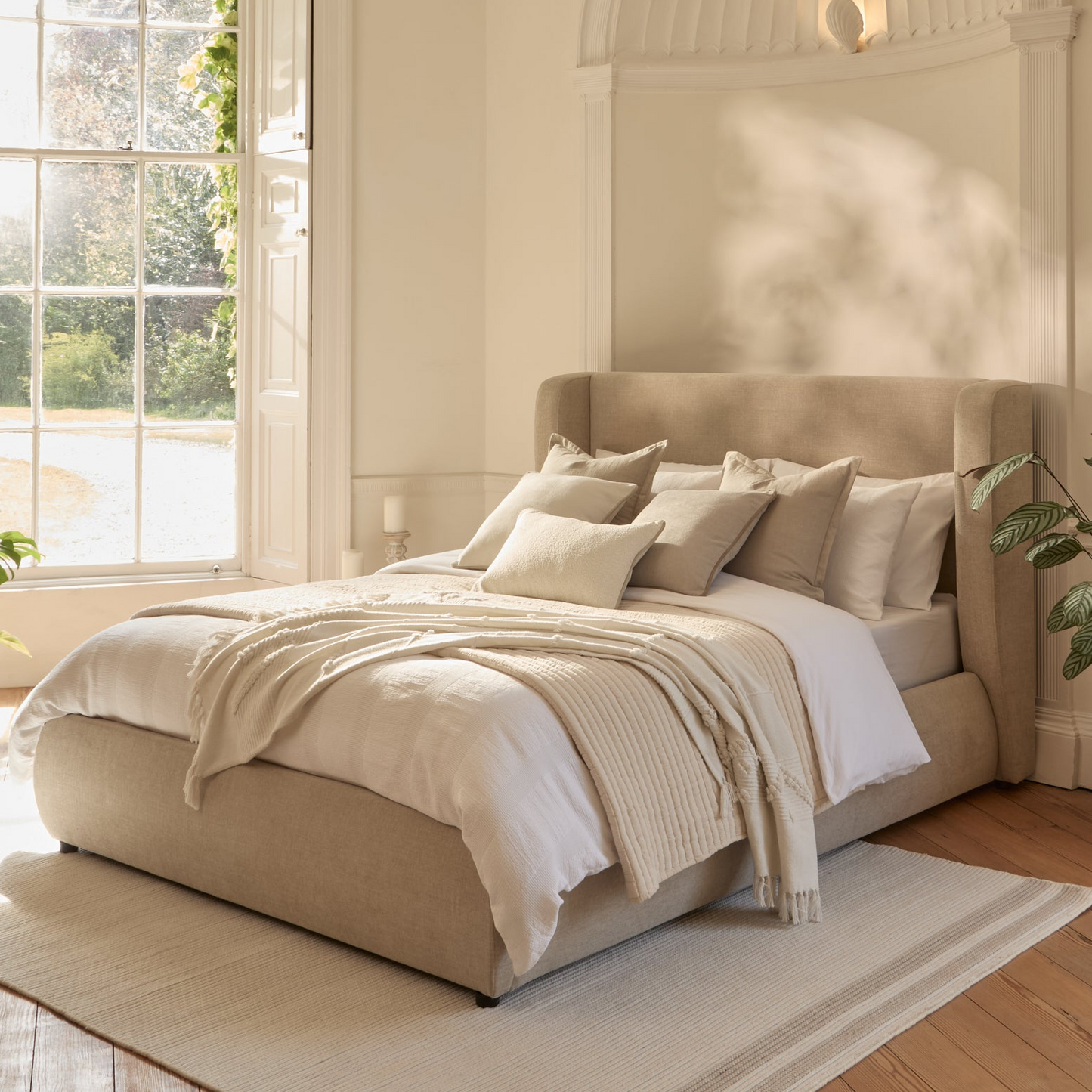 Hannah Double Ottoman Bed - Mink Taupe