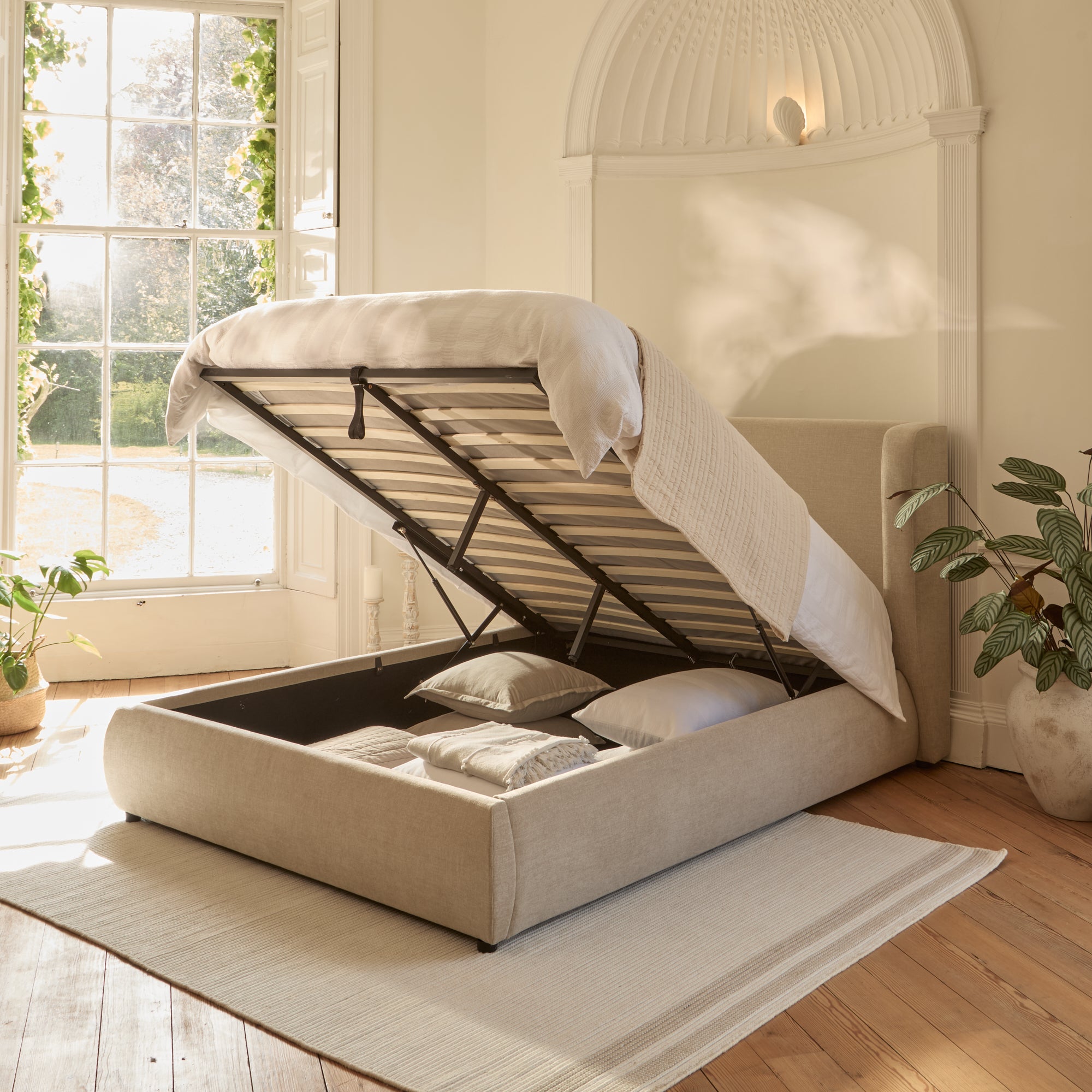 Hannah Double Ottoman Bed In Mink Taupe Laura James Hannah Double Ottoman Bed In Mink Taupe Laura James