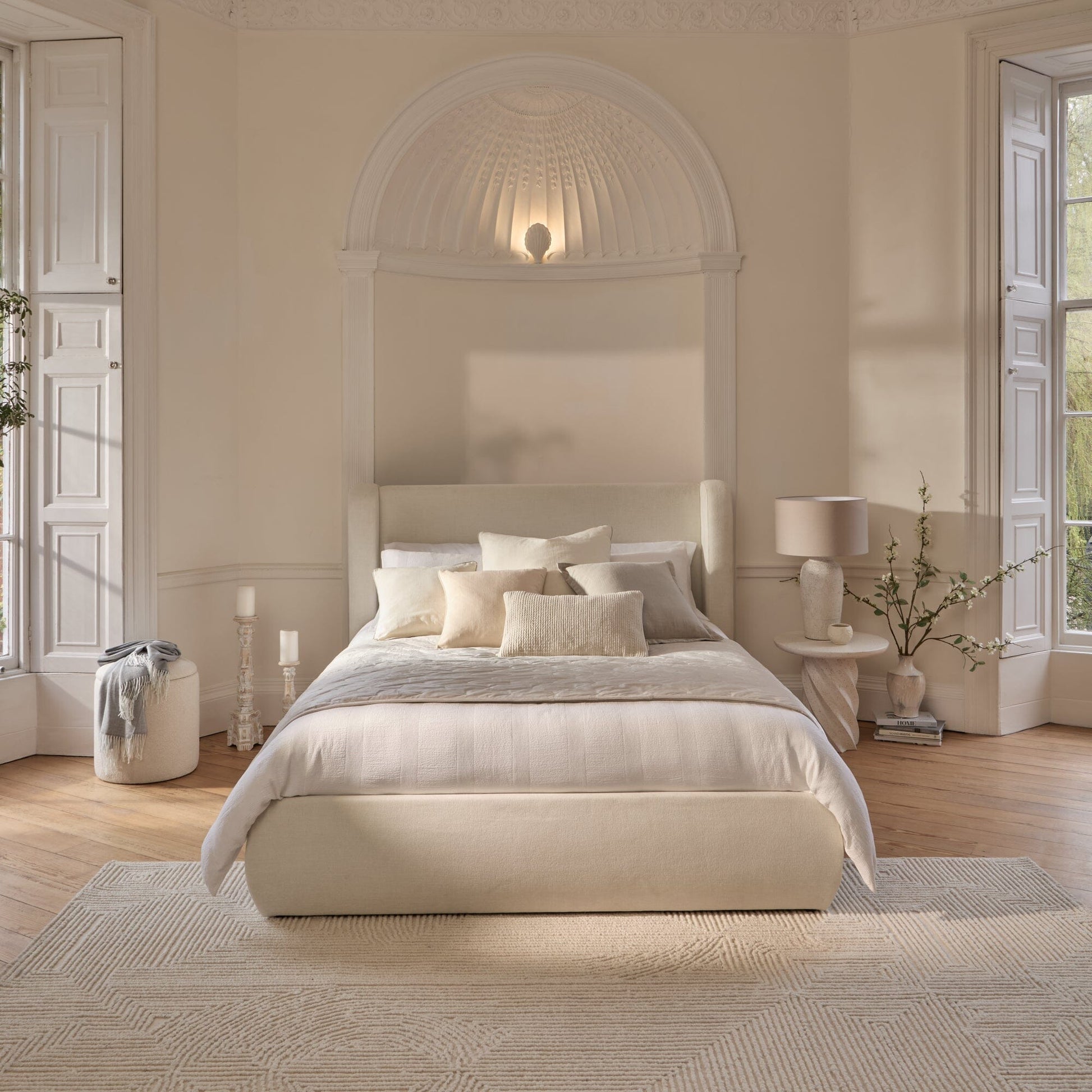 Hannah King Ottoman Bed - Oyster White - Laura James
