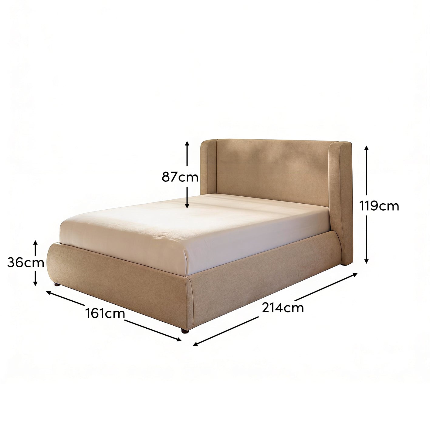Hannah Double Ottoman Bed - Mink Taupe - Laura James