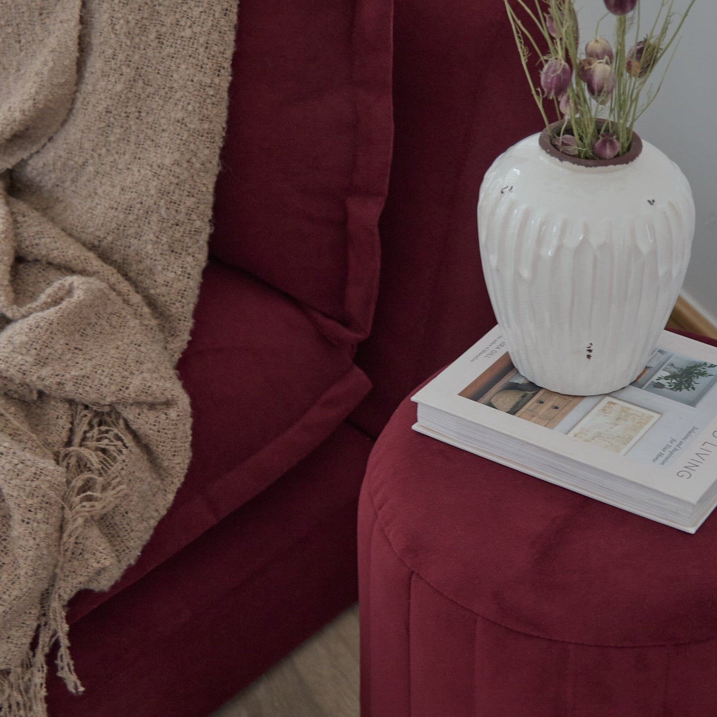 Harlow 2 Seater Double Sofa Bed - Burgundy Red - Laura James