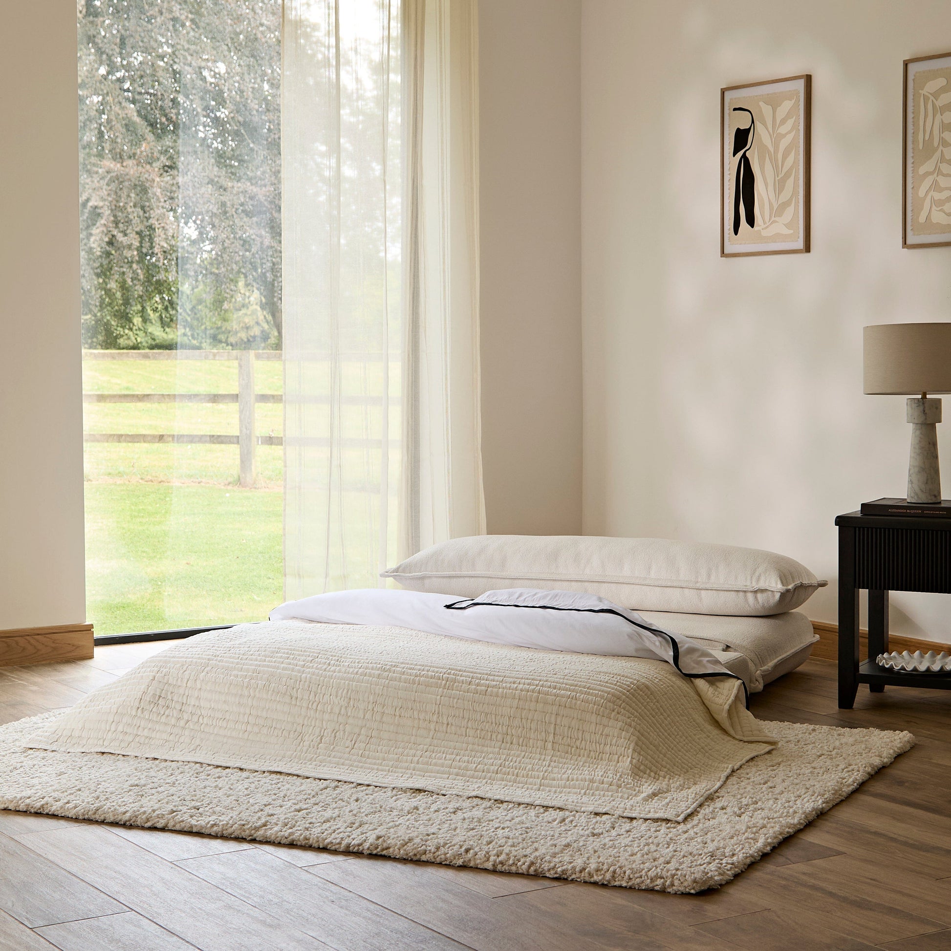 Harlow 2 Seater Double Sofa Bed - Chalk White Boucle - Laura James