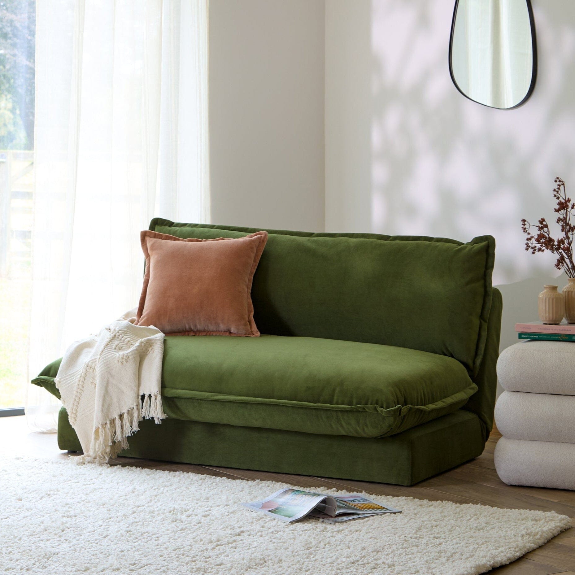 Harlow 2 Seater Double Sofa Bed - Fern Green - Laura James