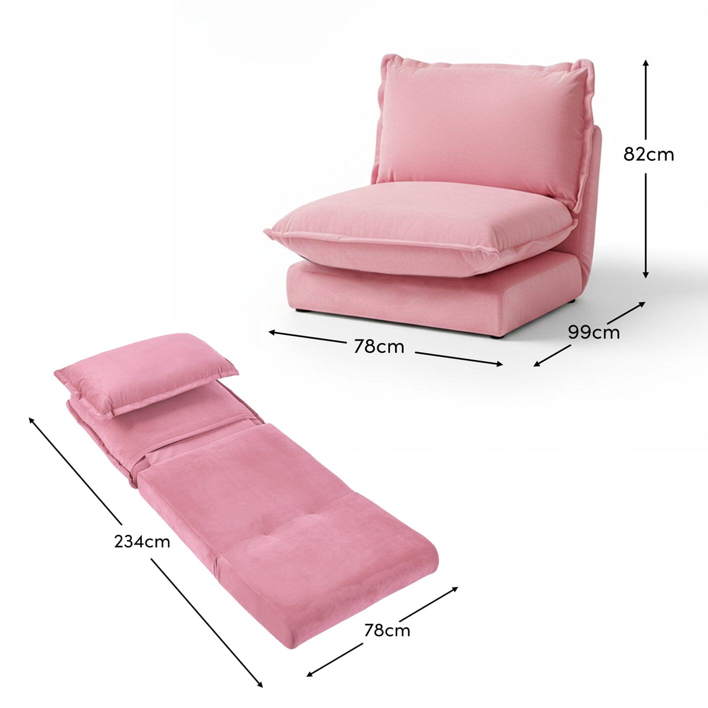 Harlow Single Sofa Bed - Cherry Blossom Pink - Laura James