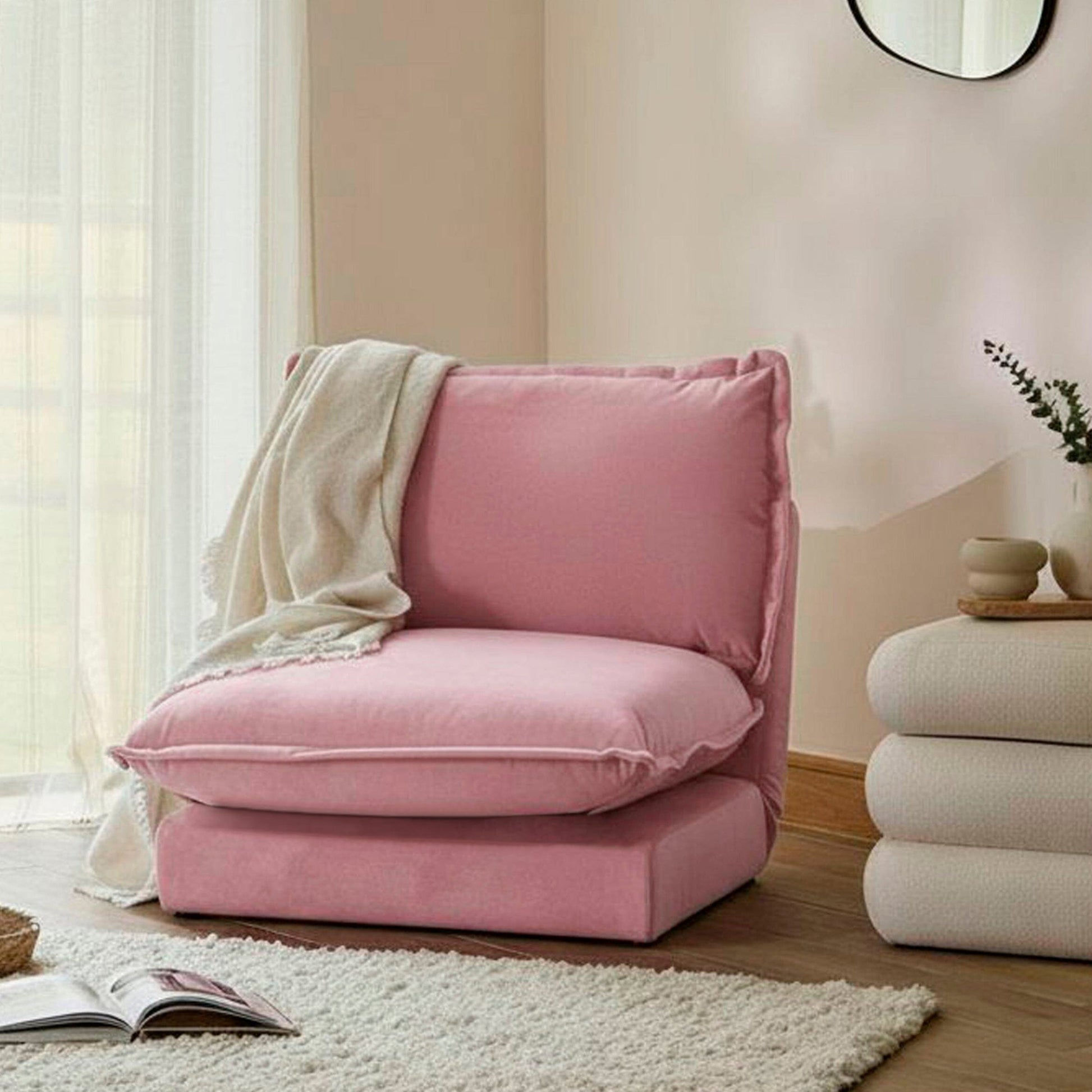 Harlow Single Sofa Bed - Cherry Blossom Pink - Laura James
