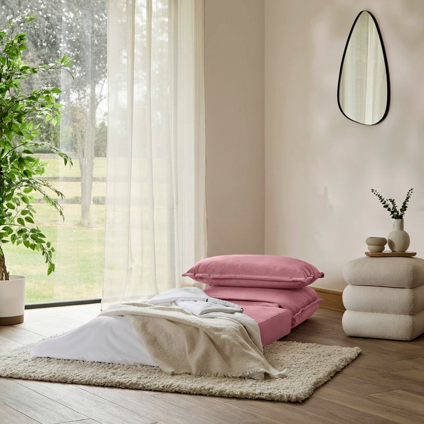 Harlow Single Sofa Bed - Cherry Blossom Pink - Laura James