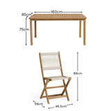 Harlyn 4 Seater Wooden Garden Dining Set with Cove Beige Chairs - 160cm - Laura James