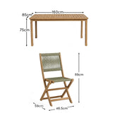 Harlyn 4 Seater Wooden Garden Dining Set with Cove Green Rope Chairs - 160cm - Laura James