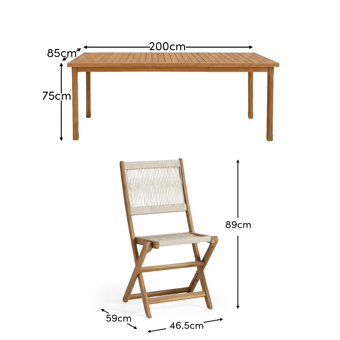 Harlyn 6 Seater Wooden Garden Dining Set with Cove Beige Chairs - 200cm - Laura James