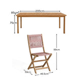Harlyn 6 Seater Wooden Garden Dining Set with Cove Pink Rope Chairs - 200cm - Laura James