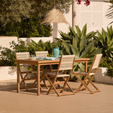 Harlyn 4 Seater Wooden Garden Dining Set with Cove Beige Chairs - 160cm - Laura James