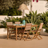 Harlyn 4 Seater Wooden Garden Dining Set with Cove Natural Chairs - 160cm - Laura James