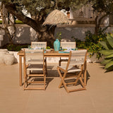Harlyn 4 Seater Wooden Garden Dining Set with Cove Beige Chairs - 160cm - Laura James