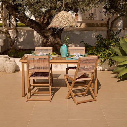 Harlyn 4 Seater Wooden Garden Dining Set with Cove Natural Chairs - 160cm - Laura James