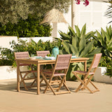 Harlyn 4 Seater Wooden Garden Dining Set with Cove Pink Rope Chairs - 160cm - Laura James