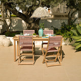 Harlyn 4 Seater Wooden Garden Dining Set with Cove Pink Rope Chairs - 160cm - Laura James
