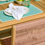 Harlyn 4 Seater Wooden Garden Dining Set with Cove Pink Rope Chairs - 160cm - Laura James