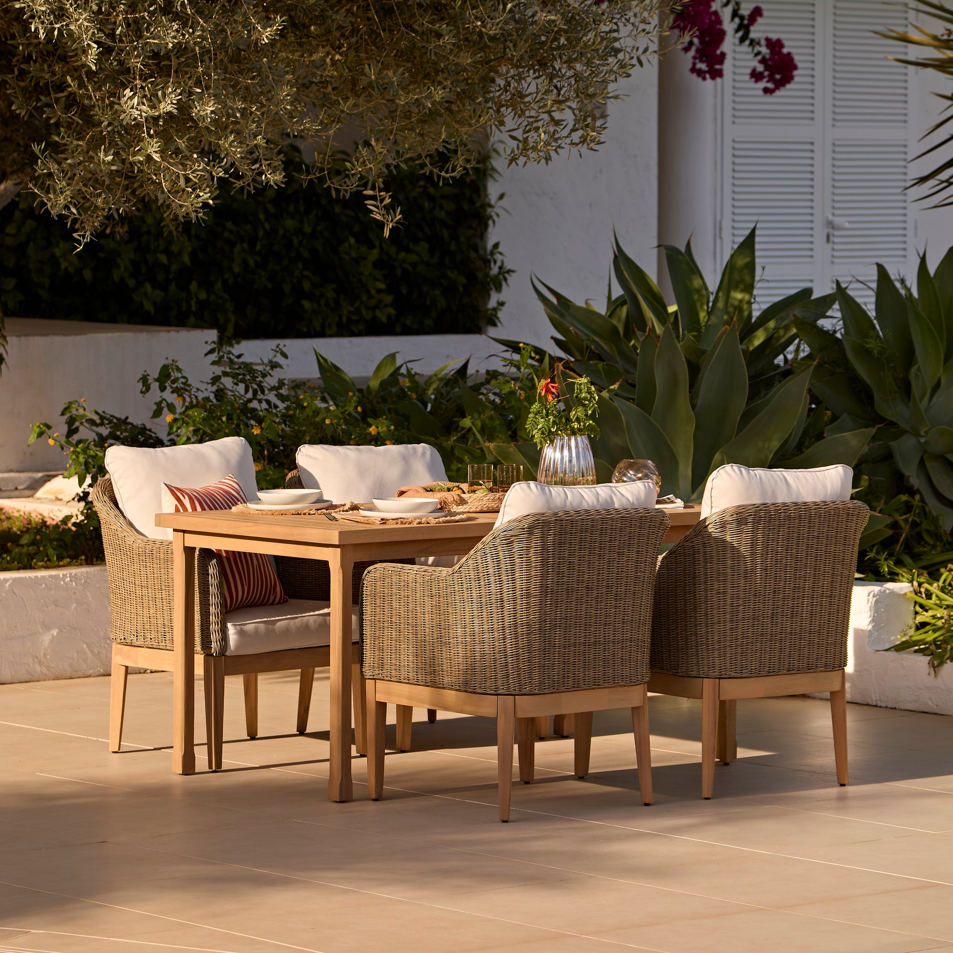 Harlyn 4 Seater Wooden Garden Dining Set with Harlyn Chairs - 160cm - Laura James