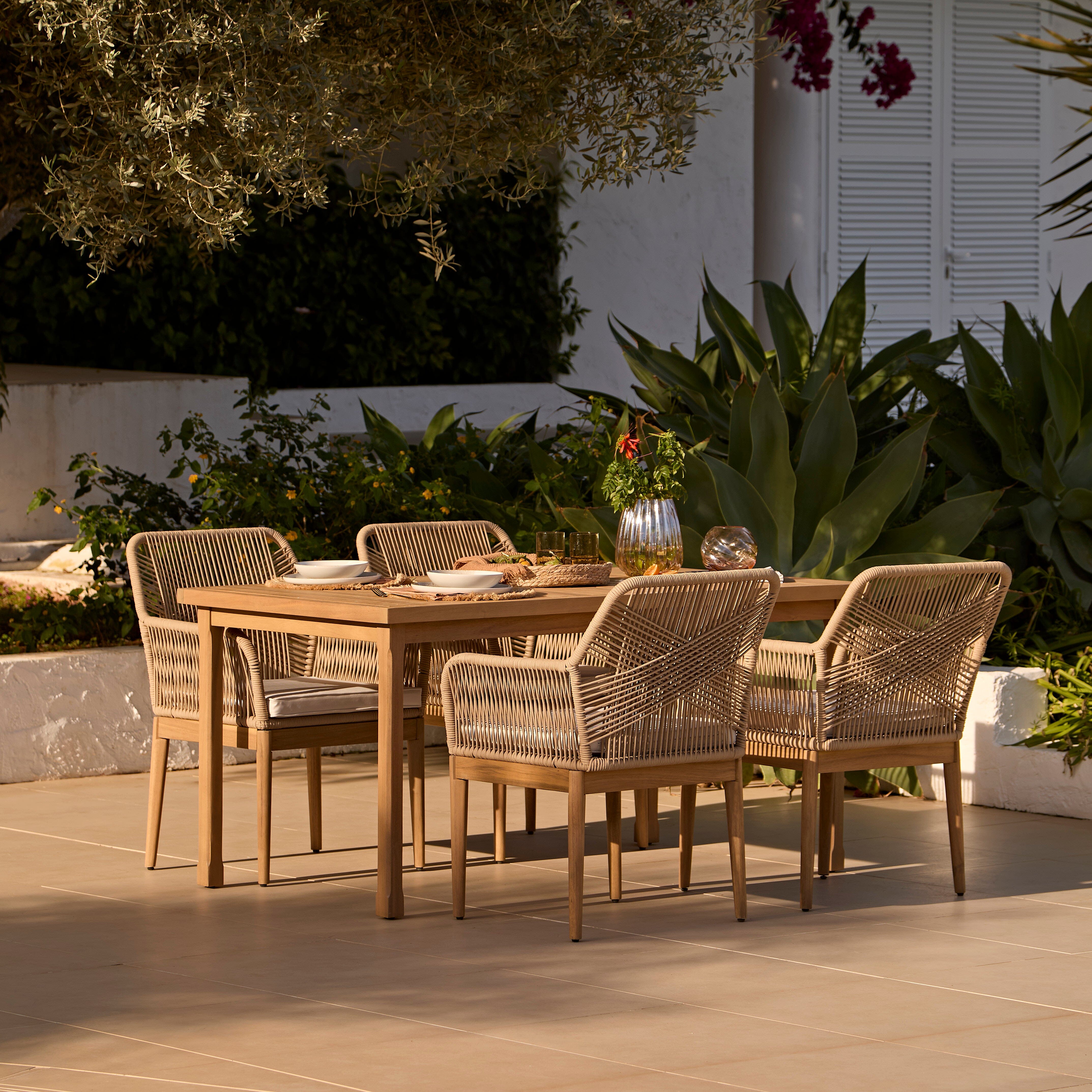 Harlyn 4 Seater Wooden Garden Dining Set with Killian Chairs