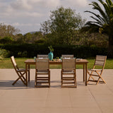 Harlyn 6 Seater Wooden Garden Dining Set with Cove Beige Chairs - 200cm - Laura James