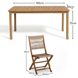 Harlyn 4 Seater Wooden Garden Dining Set with Cove Natural Chairs - 160cm - Laura James
