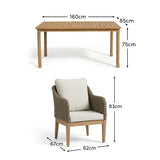 Harlyn 4 Seater Wooden Garden Dining Set with Harlyn Chairs - 160cm - Laura James