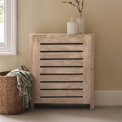 Asha Small Radiator Cover - Chalked Mango Wood - Laura James 