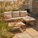 Harrelson 3 Seater Wooden Garden Chaise Corner Set - Natural Acacia and Sand - Laura James