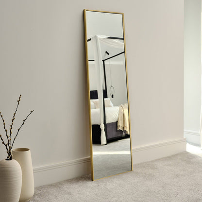 Hensall 140X40cm Metal Rectangular Mirror - Gold - Laura James 